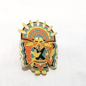 Native American Kachina Dancer 1" Lapel Pin Metal Enamel